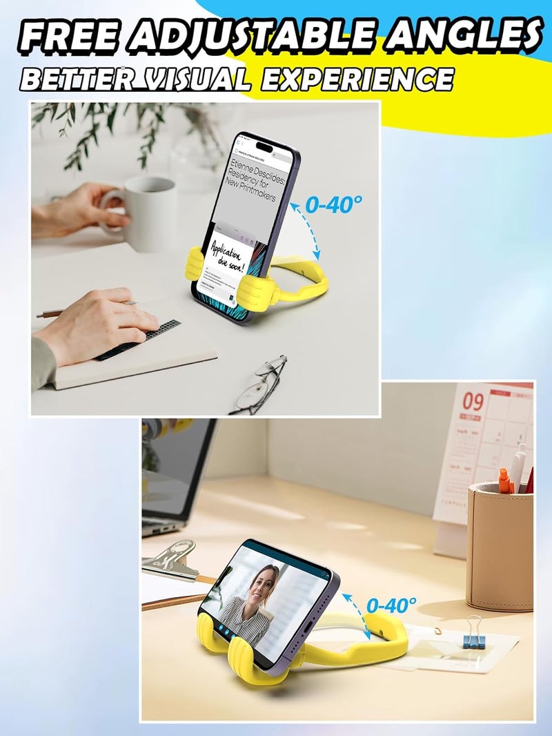 CALDEVER Stocking Stuffers for Teens Boys Girls Cell Phone Stand: Upgrade Adjustable Thumbs Up Lazy Phone Holder for Desk Fun Birthday Gifts for Grandma Adults Husband from Wife (Yellow, 1) - Image 4